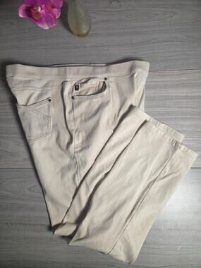 Belle by Kim Gravel Flexibelle Pull-On Pants Jeans Cream Ivory 14P